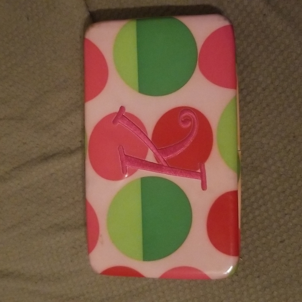 Wallet with embroidered letter K